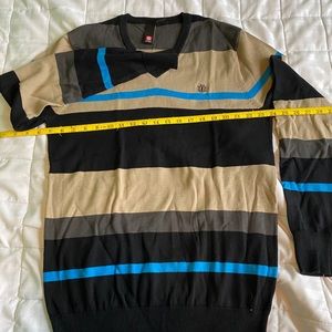 Men’s Element Tan V Neck Striped Sweater Size M